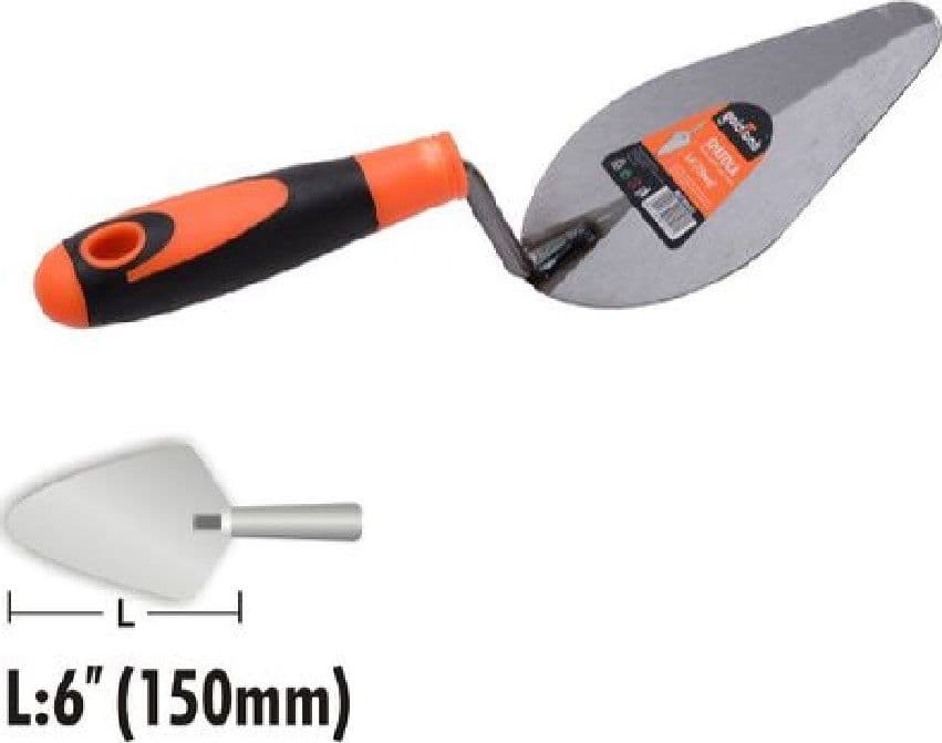 CAZZUOLA IN ACCIAIO 150MM 6" MANICO ANTISCIVOLO SPATOLA PESCA PER MURATORE 90491 - 2