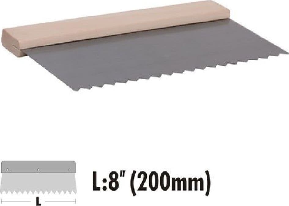 SPATOLA RASCHIETTO DENTATO ACCIAIO IMPUGNATURA LEGNO 8″ 200 MM FERRAMENTA 90466 - 2