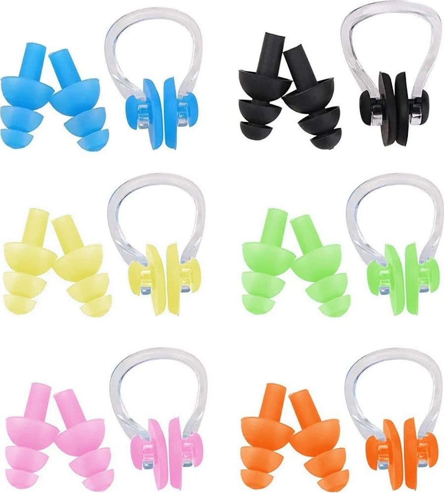 SET CLIP NASO NUOTO + TAPPI PER ORECCHIE IMMERSIONI SUBACQUEE ASSORTITI 605431 - 9