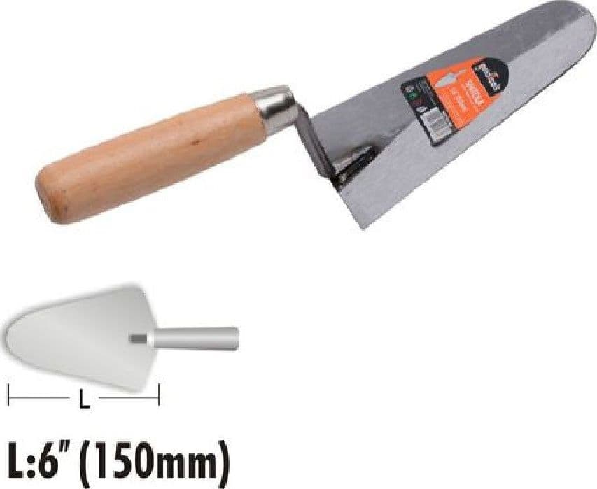 SPATOLA CAZZUOLA SEMICERCHIO ACCIAIO 150 MM 6" MANICO IN LEGNO FERRAMENTA 90480 - 2