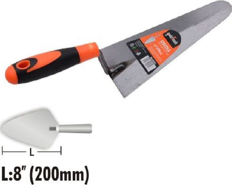 CAZZUOLA ACCIAIO 200 MM 8" MANICO ANTISCIVOLO SPATOLA SEMICERCHIO MURATORE 90497 - 2