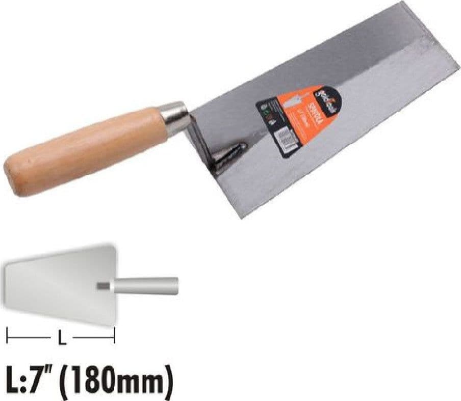 SPATOLA CAZZUOLA IN ACCIAIO 180 MM 7" TRAPEZIO MANICO IN LEGNO FERRAMENTA 90485 - 2