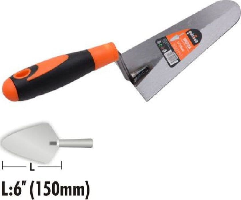 CAZZUOLA ACCIAIO 150MM 6" MANICO ANTISCIVOLO SPATOLA SEMICERCHIO MURATORE 90495 - 2