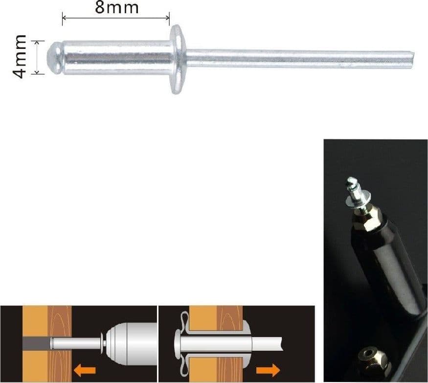 SET 23 PZ RIVETTI RIVETTO 4 X 8MM ACCESSORI BRICOLAGE FERRAMENTA FAI DA TE 90815 - 2