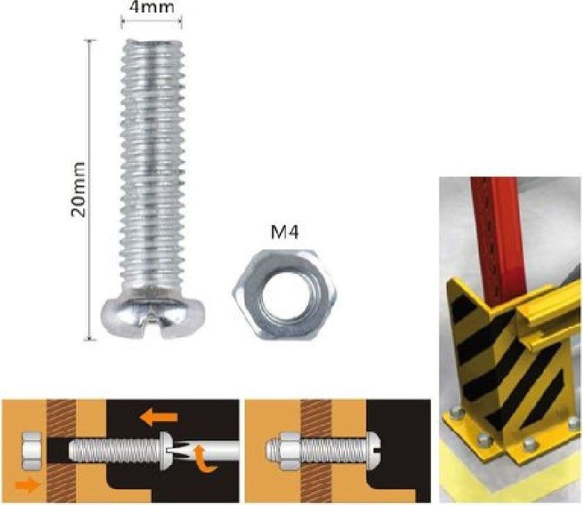 SET 22 PZ VITI VITE TESTA A CROCE TONDA 4X20 MM CON DADI DADO ESAGONALE M4 90961 - 2