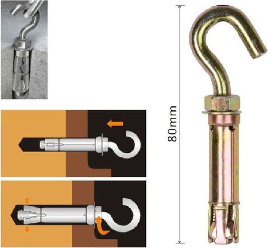SET 2 PZ TASSELLI METALLICI CON GANCIO BULLONI M6X80MM ACCESSORI MINUTERIA 91044 - 2