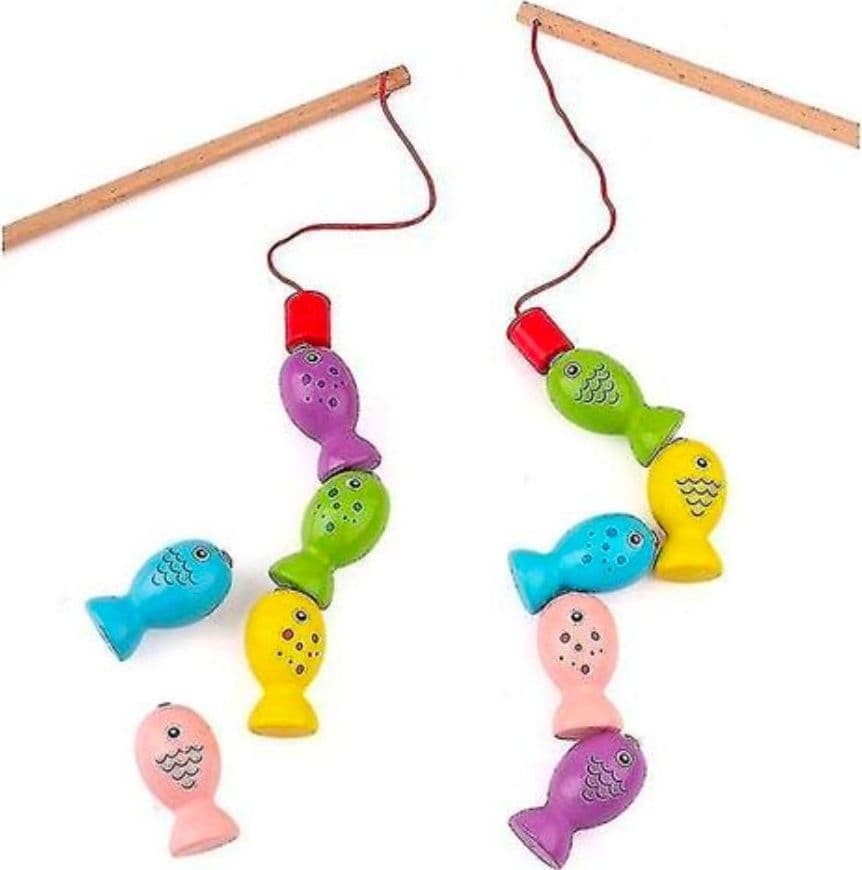 GIOCO DELLA PESCA GIOCATTOLO IN LEGNO PESCIOLINI EDUCATIVO SICURO PER BIMBI 3+ - 4