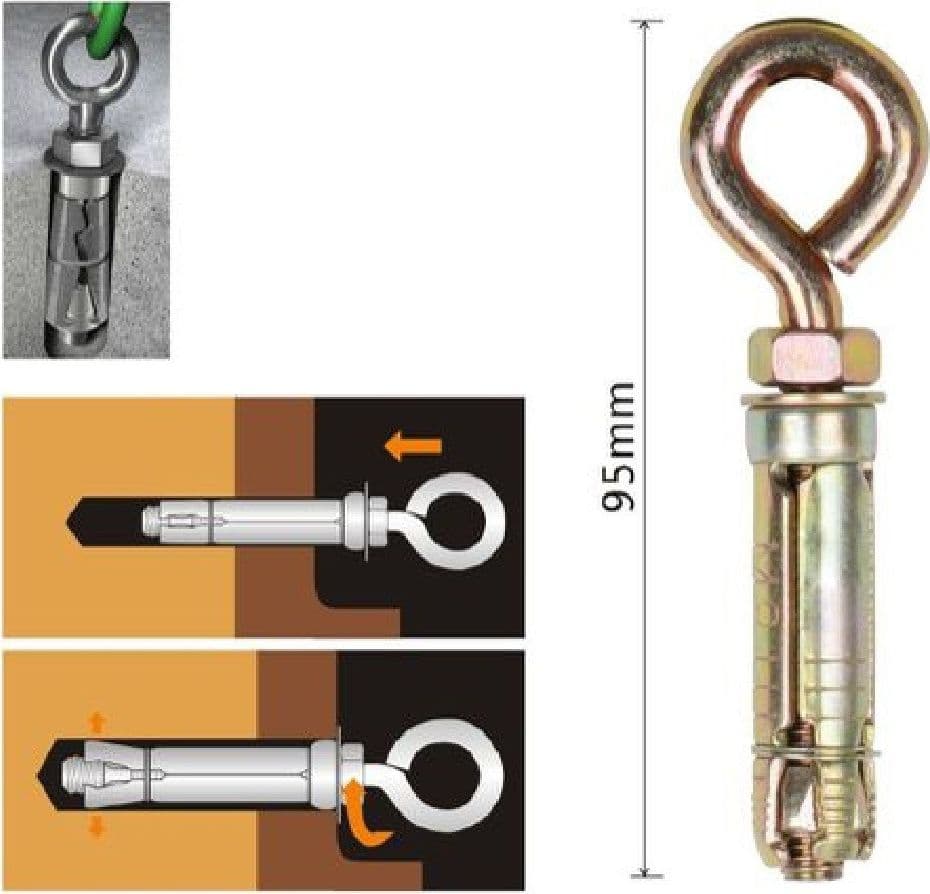 SET 2PZ TASSELLI METALLICI OCCHIELLO BULLONI M8X95 MM ACCESSORI MINUTERIA 91049 - 2