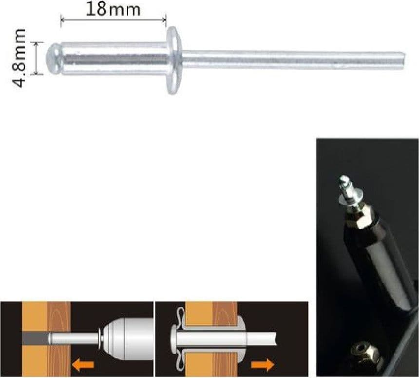 SET 11PZ RIVETTI RIVETTO 4.8X18MM ACCESSORI BRICOLAGE FERRAMENTA FAI DA TE 90823 - 2