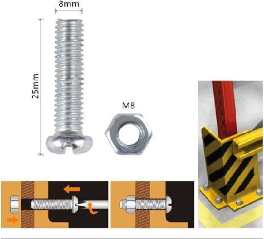 SET 4 PZ VITI VITE TESTA A CROCE TONDA 8X25MM CON DADI DADO ESAGONALE M8 90984 - 2