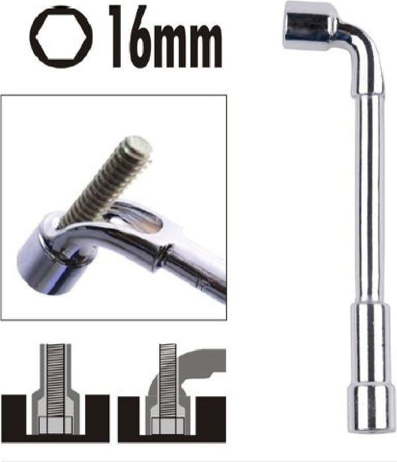 CHIAVE TIPO L BUSSOLA 16MM BOCCA ESAGONALE CROMO VANADIO ACCIAIO 91624 FERRAMENTA - 2