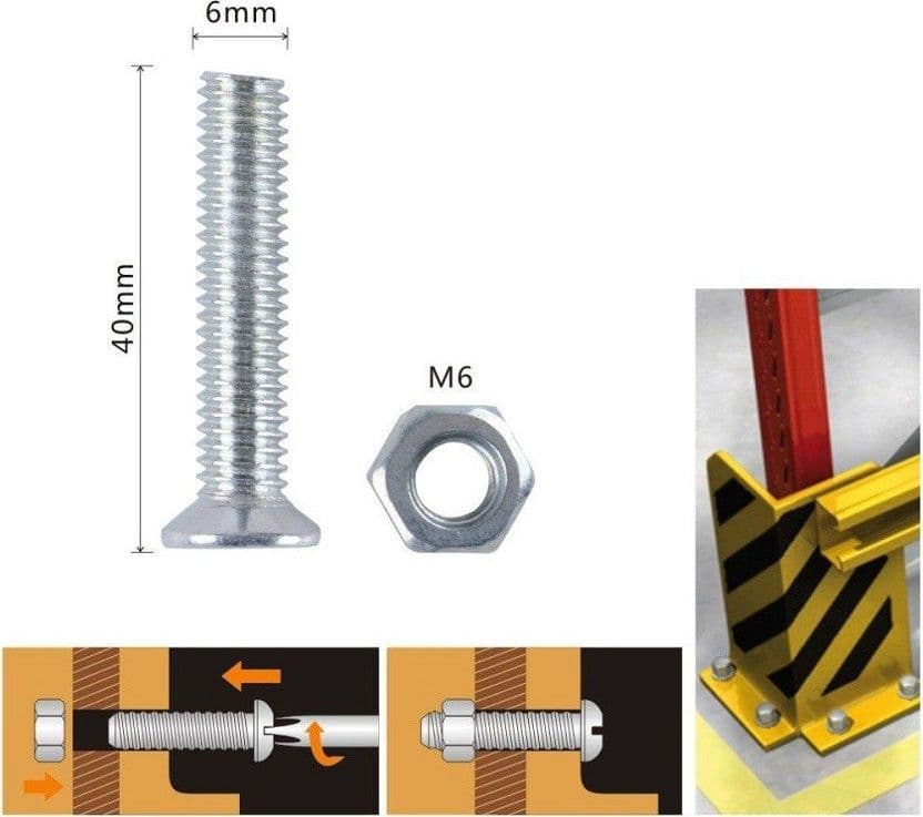 SET 7 PEZZI VITI VITE TESTA A CROCE PIATTA 6 X 40 MM CON DADO ESAGONALE M6 90945 - 3