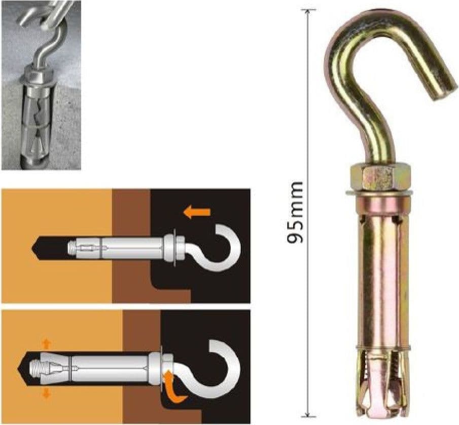 SET 2PZ TASSELLI METALLICI CON GANCIO BULLONI M8X95MM ACCESSORI MINUTERIA 91045 - 2