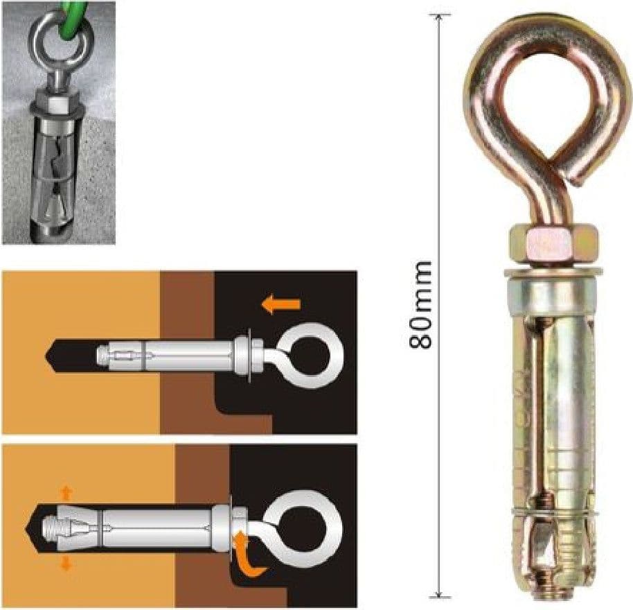 SET 2 TASSELLI METALLICI CON OCCHIELLO BULLONI M6X80MM ACCESSORI MINUTERIA 91048 - 2