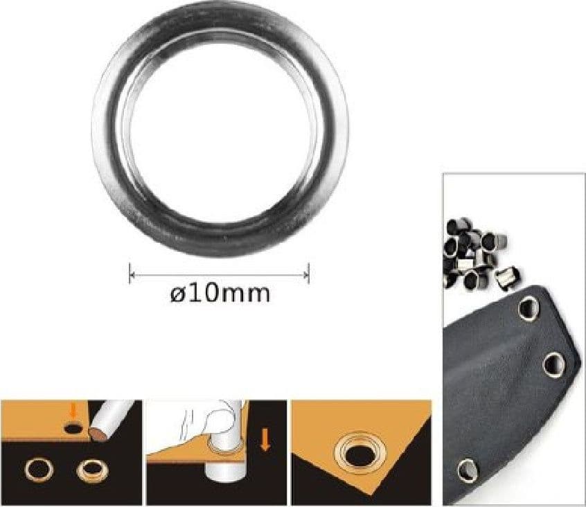 KIT 50PZ OCCHIELLO OCCHIELLI METALLICI FORO Ø10MM IN METALLO ARGENTO PELLE 90928 - 2