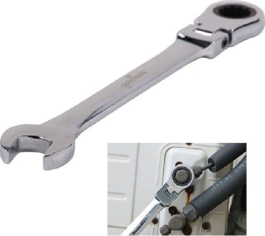 CHIAVE A CRICCHETTO COMBINATA 19MM TESTA PIEGHEVOLE CROMO VANADIO UTENSILE 91740 - 2