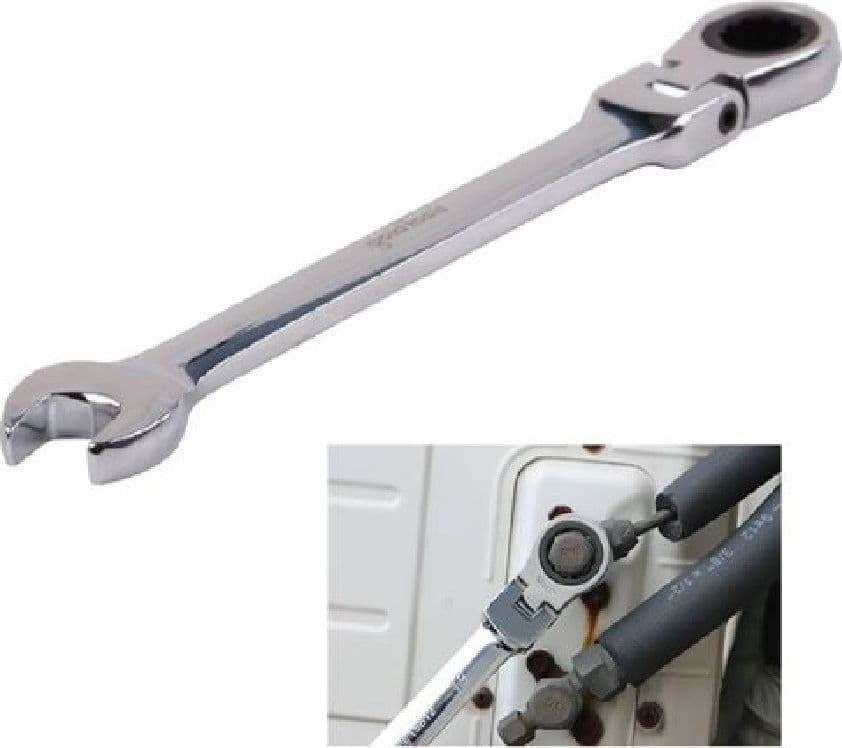 CHIAVE A CRICCHETTO COMBINATA 15MM TESTA PIEGHEVOLE CROMO VANADIO UTENSILE 91736 - 2