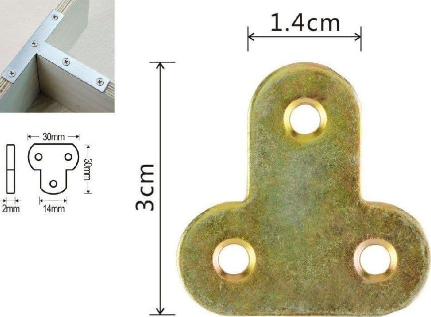 SET 4 PZ LASTRINA LASTRINE AD ANGOLO FORMA T 30X14X2MM CON VITI PER MOBILI 91222 - 2