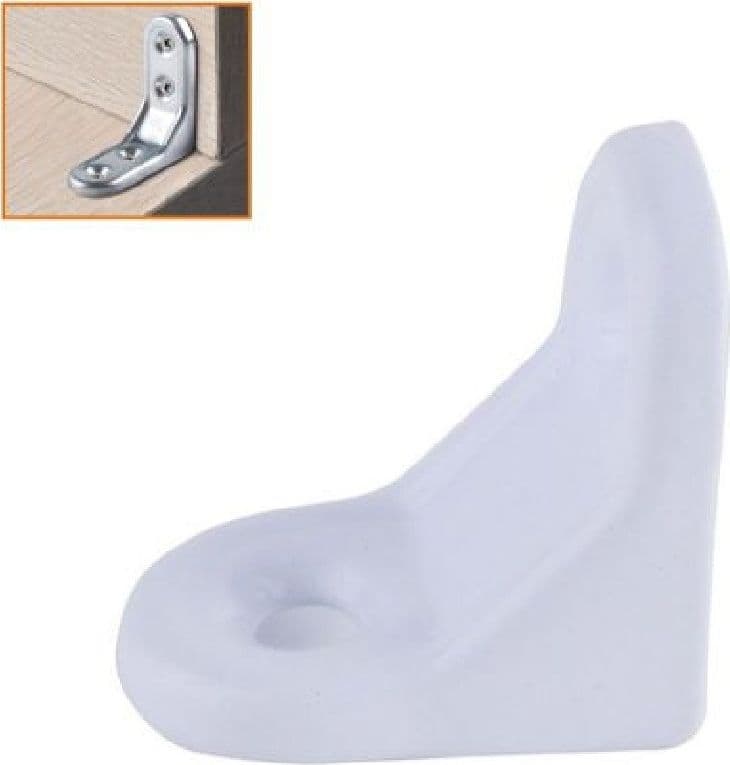 2PZ LASTRINA AD ANGOLO 30X30MM BIANCA SOSTEGNO STAFFA ANGOLARE VITI MOBILE 94779 - 2