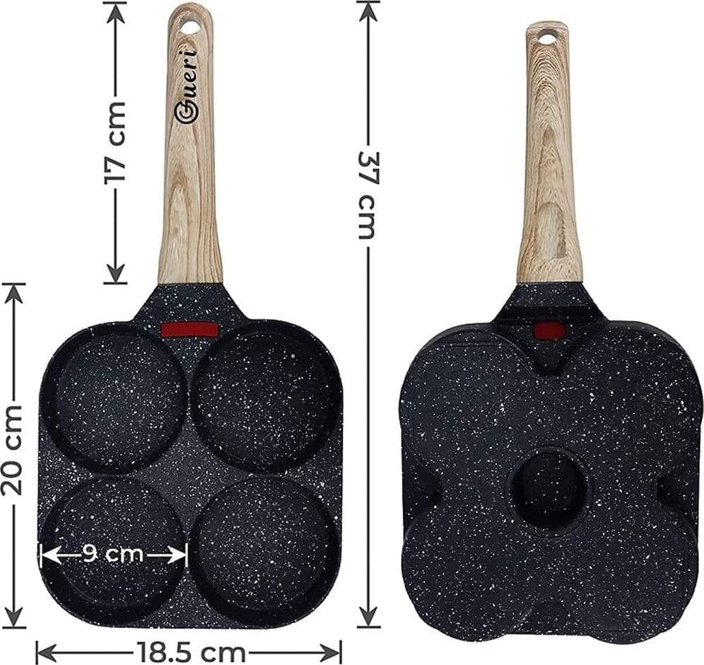 PADELLA PANCAKE 4 SCOMPARTI IN LEGA DI ALLUMINIO ANTIADERENTE CON MANICO LEGNO - 8