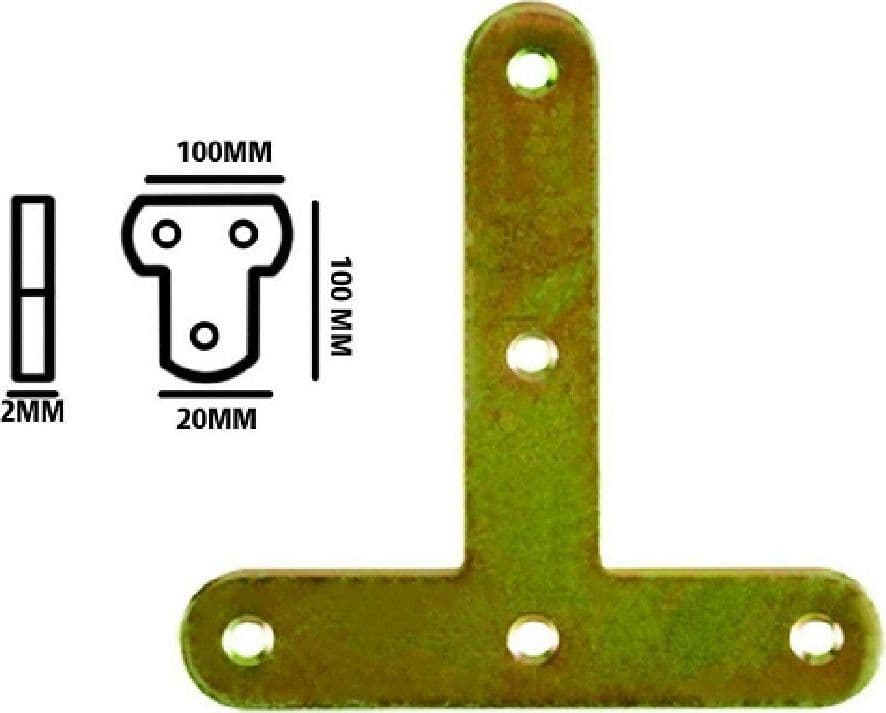 SET 4PZ LASTRINA LASTRINE AD ANGOLO FORMA T 100X20X2MM CON VITI PER MOBILI 91225 - 2