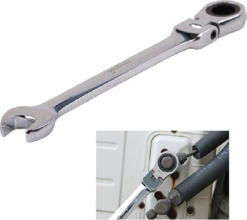 CHIAVE A CRICCHETTO COMBINATA 8 MM TESTA PIEGHEVOLE CROMO VANADIO UTENSILE 91730 - 2