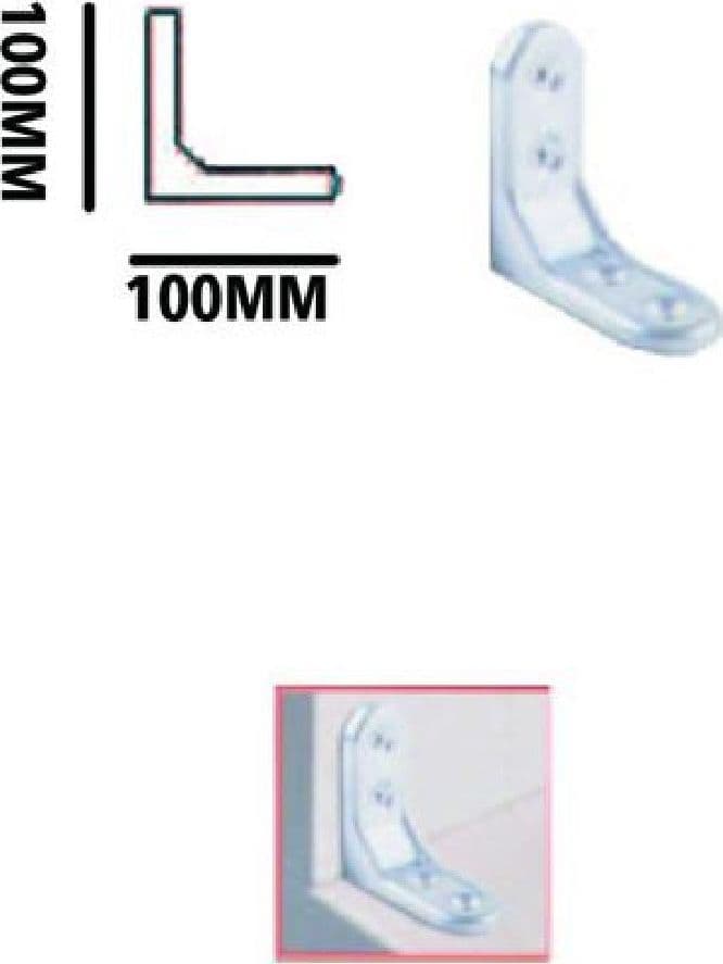 SET 2 PZ LASTRINA AD ANGOLO 100MM SOSTEGNO STAFFA ANGOLARE CON VITI MOBILI 91214 - 2
