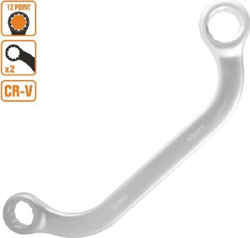 SET CHIAVE FISSA POLIGONALE DOPPIA A U DA 8 -10 MM CROMATA CHROME VANADIUM 97691 - 2