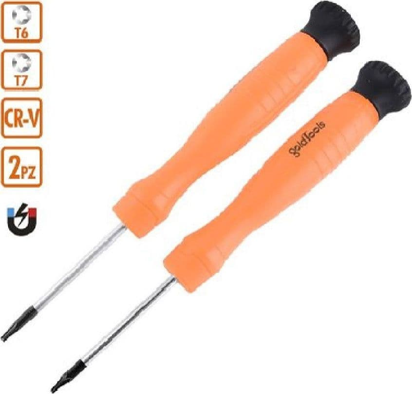 SET 2 PEZZI CACCIAVITE CACCIAVITI PUNTA MAGNETICA A STELLA T6 T7 IN CR-V 57024 - 2