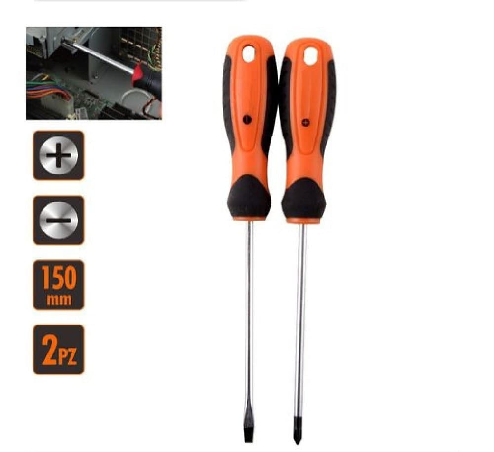 SET 2 PZ CACCIAVITE GIRAVITI CON PUNTA MAGNETICA A TAGLIO E A CROCE 150 MM 97210 - 2
