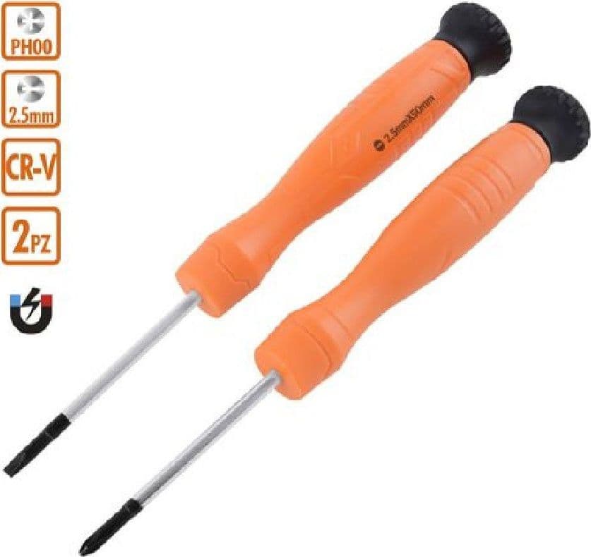 SET 2 PEZZI CACCIAVITE PUNTA MAGNETICA A TAGLIO 2.5MM E A CROCE PH00 CR-V 57022 - 2