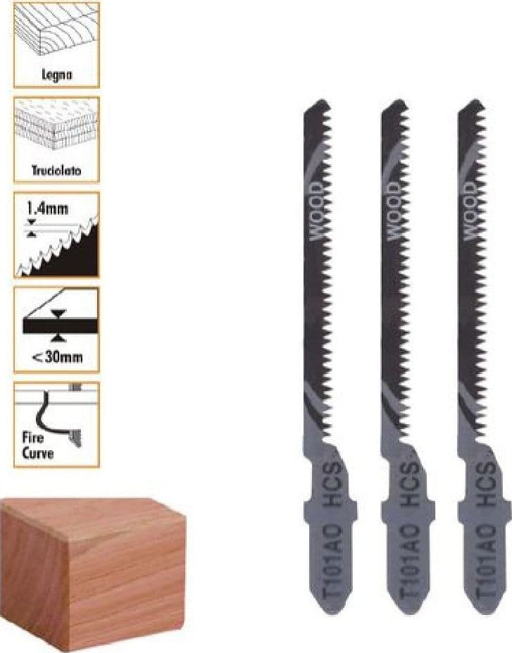 SET 3PZ LAME PER SEGHETTO ALTERNATIVO T101AO HCS LAMA RICAMBIO PER LEGNO 90186 - 2