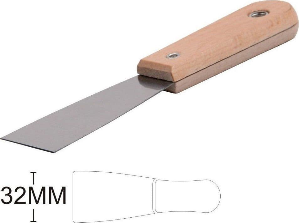 SPATOLA PER PARETI IN ACCIAIO 32MM FERRAMENTA CON MANIGLIA IN LEGNO 1.5" 90425 - 2