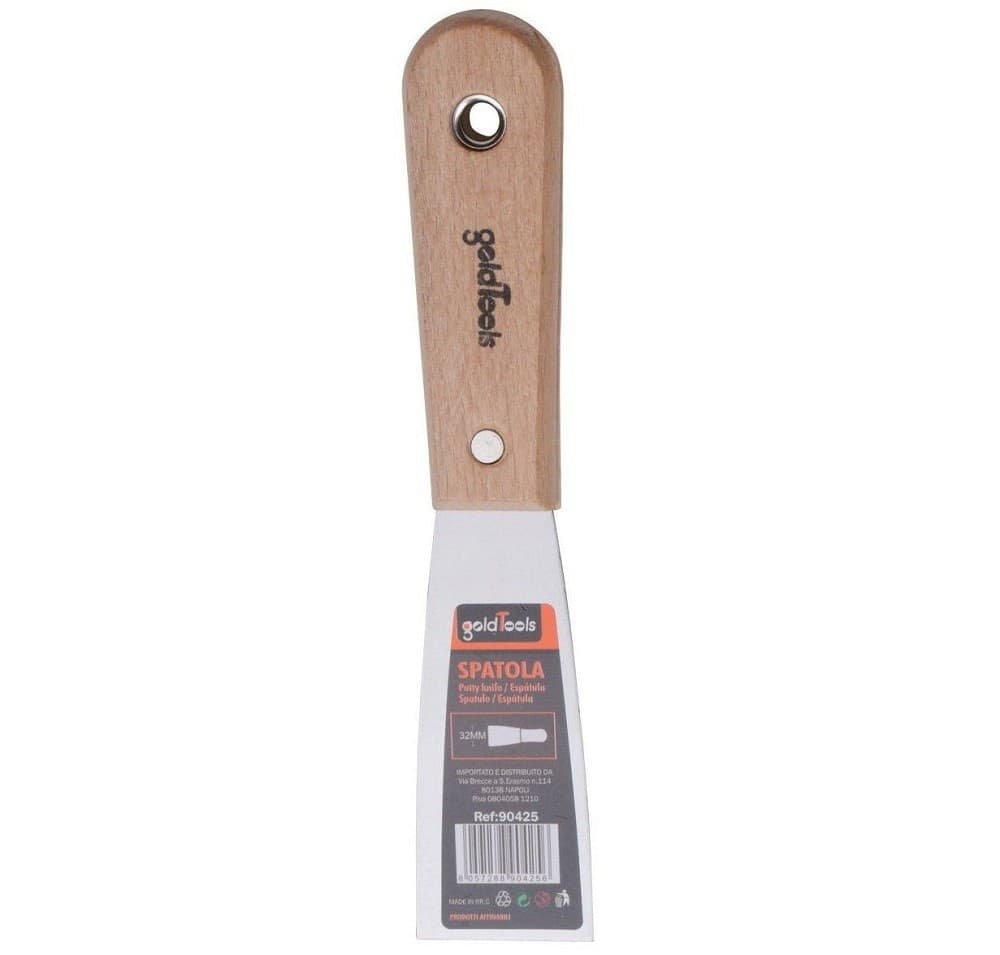 SPATOLA PER PARETI IN ACCIAIO 32MM FERRAMENTA CON MANIGLIA IN LEGNO 1.5" 90425 - 3