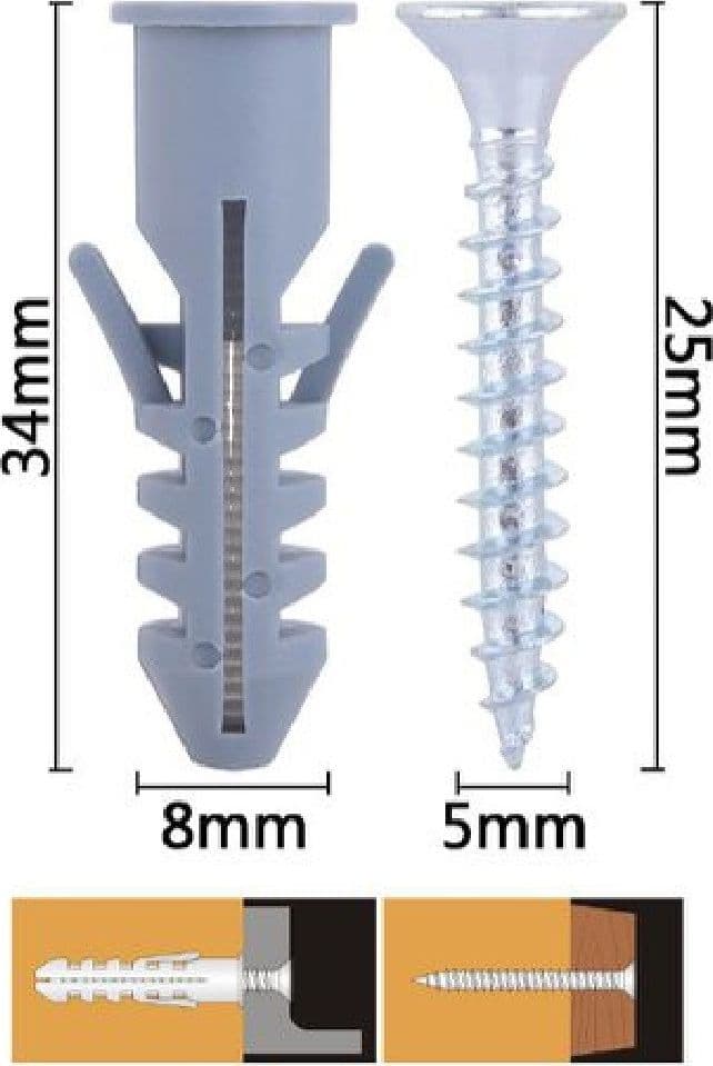 SET 11PZ VITI VITE CROCE 5X25MM + TASSELLI CON ALETTE TASSELLO M8 FISCHER 57565 - 2
