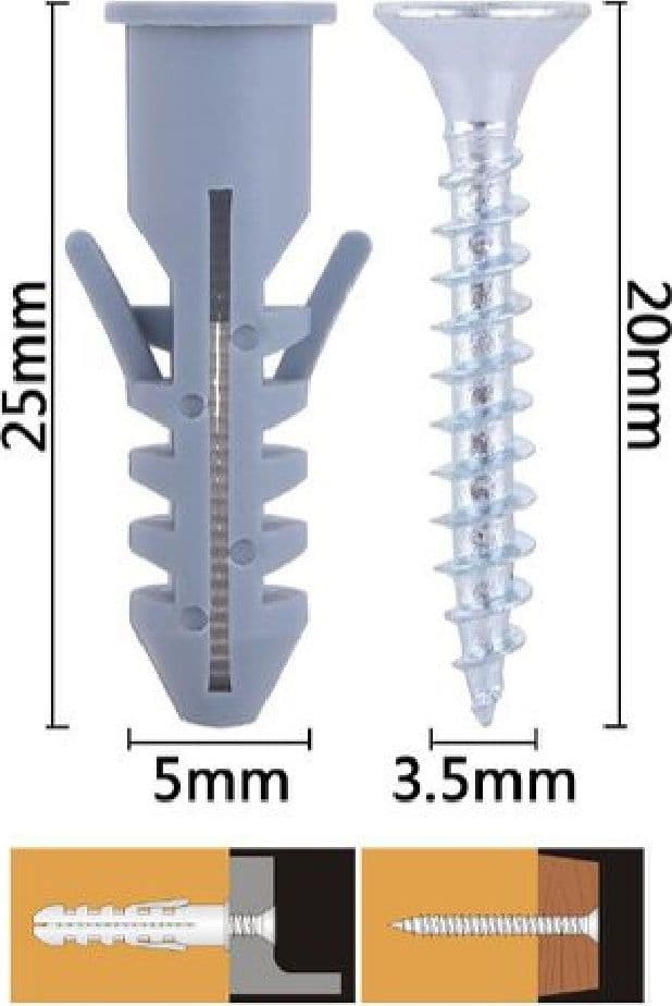 SET 28PZ VITI VITE CROCE 3.5X20MM + TASSELLI CON ALETTE TASSELLO M5 FISCHER 57557 - 2