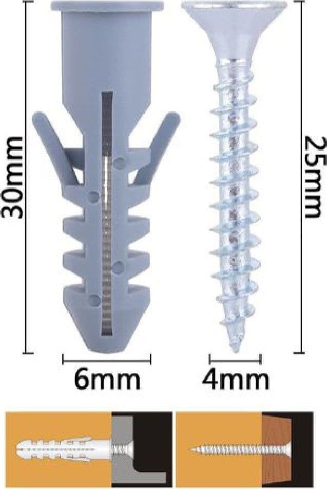 SET 20 PZ VITI VITE CROCE 4X25MM + TASSELLI CON ALETTE TASSELLO M6 FISCHER 57561 - 2