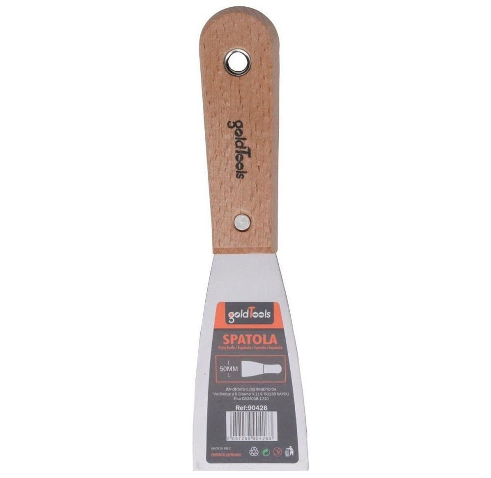 SPATOLA PER PARETI IN ACCIAIO 50 MM FERRAMENTA CON MANIGLIA IN LEGNO 2" 90426 - 2