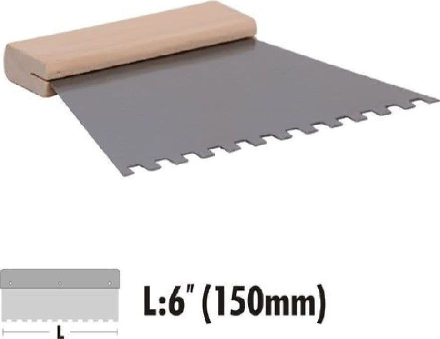 SPATOLA DENTATA RASCHIETTO TRAPEZOIDALE ACCIAIO IMPUGNATURA LEGNO 6″ 150MM 90457 - 2