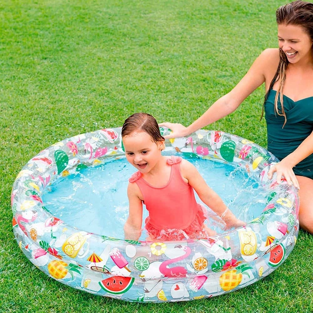 PISCINA GONFIABILE FRUTTI ESTIVI MULTICOLORE 2 ANELLI ROTONDA 122 X 25 CM 59421 - 2
