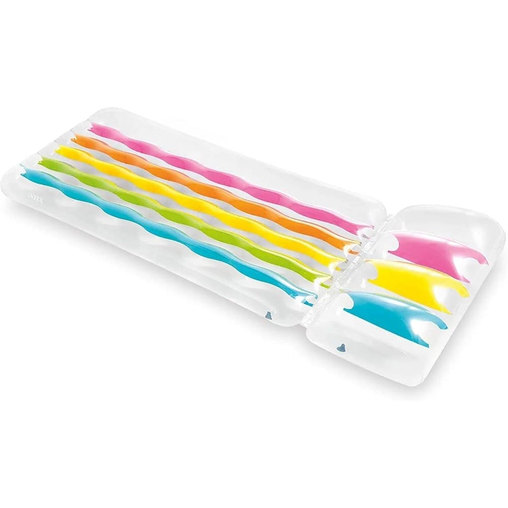 MATERASSINO RAINBOW GONFIABILE 203X84CM CUSCINO INTEGRATO PISCINA MARE LAGO 58724 - 4