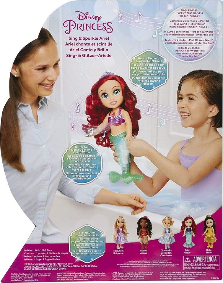 ARIEL PRINCIPESSA DISNEY BAMBOLA 35CM PARLANTE MUSICALE, GLITTER, SI ILLUMINA - 5