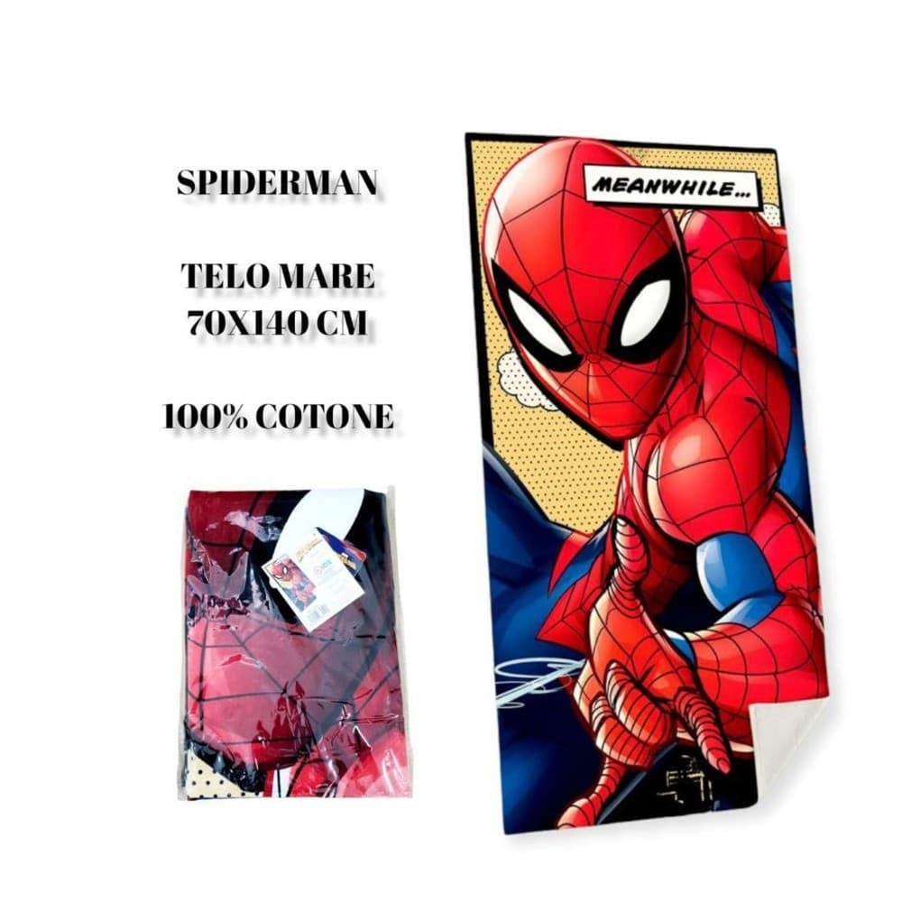 TELO MARE IN COTONE SPIDER MAN ASCIUGAMANO MARE PISCINA UOMO RAGNO PER BAMBINI - 2