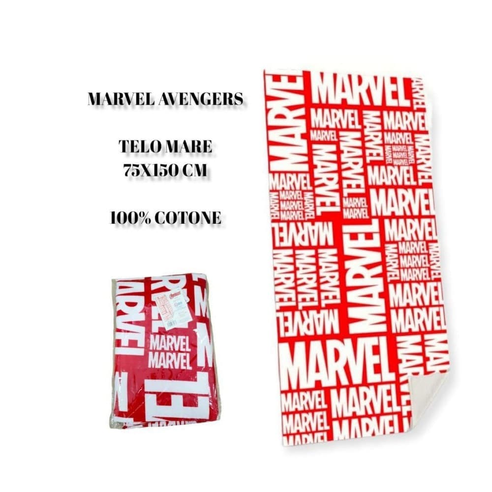 TELO MARE IN COTONE MARVEL AVENGERS ROSSO ASCIUGAMANO MARE PISCINA BAMBINI - 2