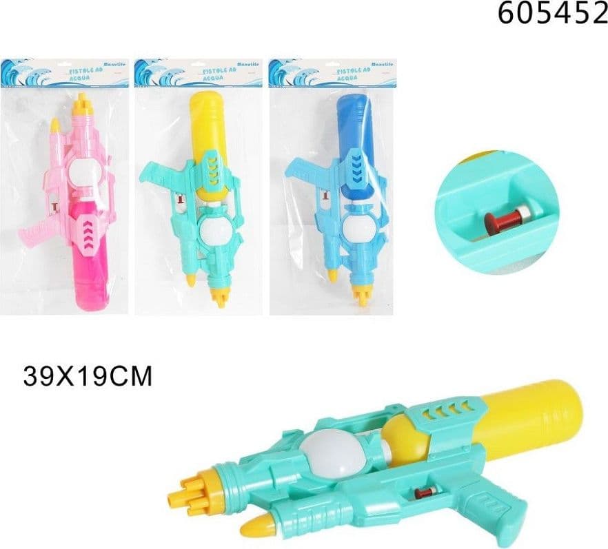 PISTOLA AD ACQUA SERBATOIO 39X19CM GIOCATTOLO BAMBINI ESTATE VARI COLORI 605452 - 3
