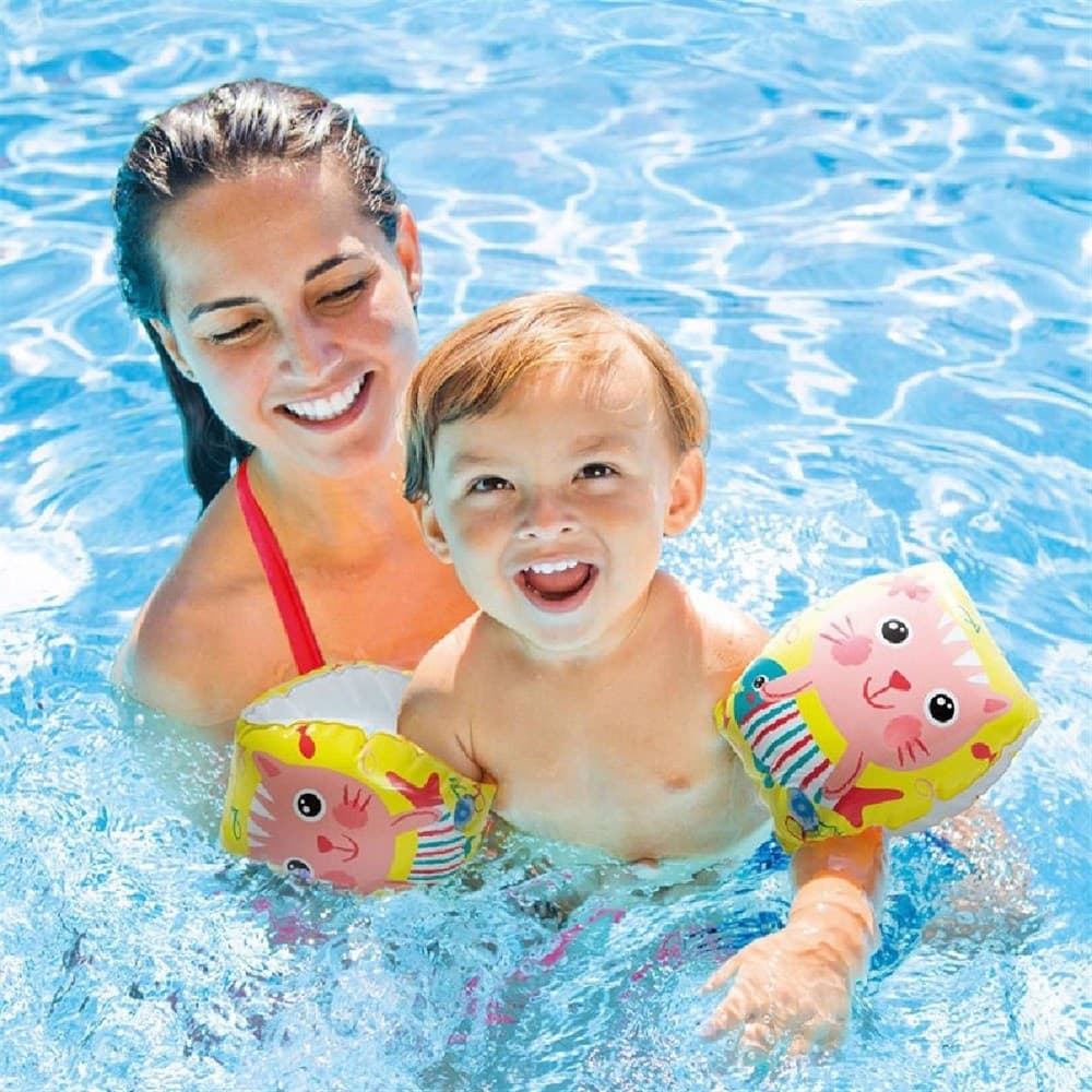 BRACCIOLI STAMPA GATTINI FELICI GONFIABILI 20X15CM PER BAMBINI PISCINA MARE 56665 - 2
