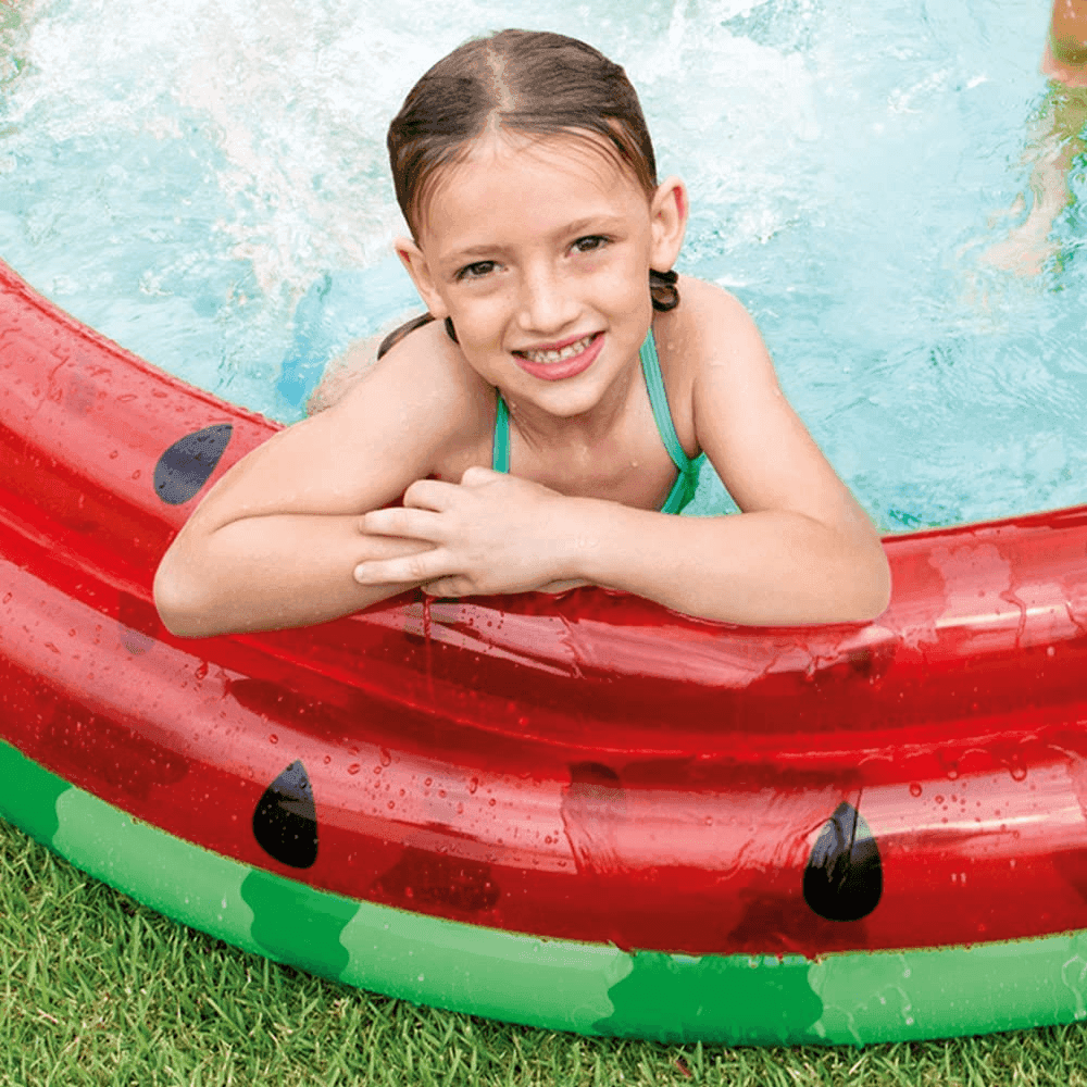PISCINA GONFIABILE ANGURIA A 3 ANELLI TONDA 168X38 CM PER BAMBINI +2 ANNI 58448 - 2