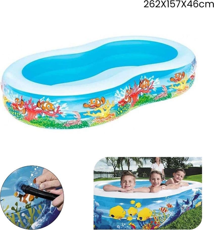 PISCINA GONFIABILE FAMILY A OTTO 2 ANELLI BARRIERA CORALLINA 262X157X46CM 54118 - 3