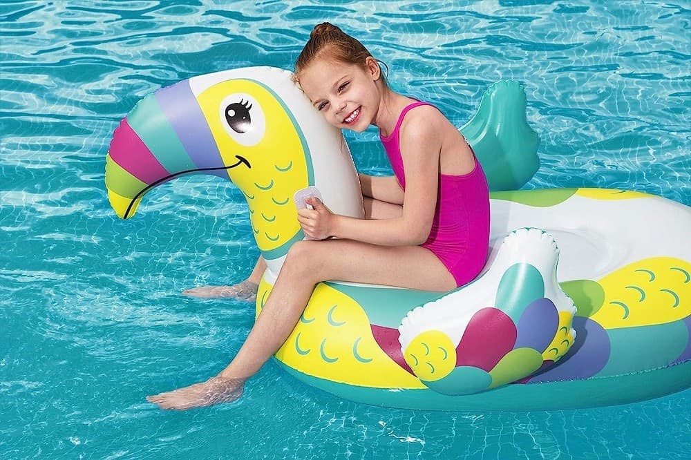 GONFIABILE A FORMA DI TUCANO CAVALCABILE 173X91CM PER BAMBINI CON MANIGLIE 41437 - 10