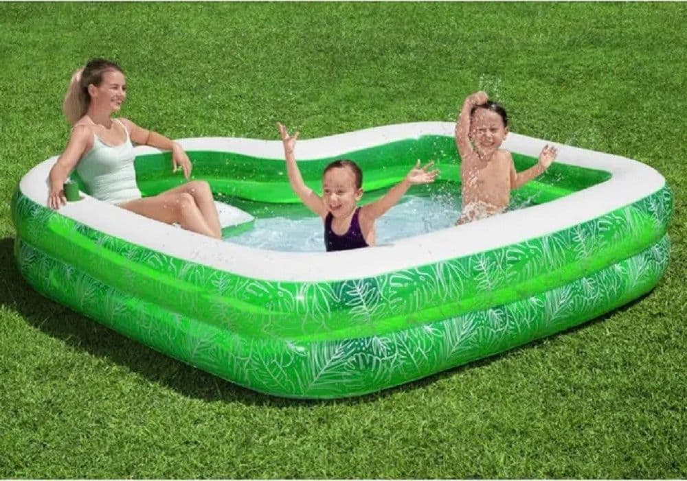 PISCINA GONFIABILE PER FAMIGLIE CON SEDILE TROPICAL PARADISE 231X231X51 CM 54336 - 12